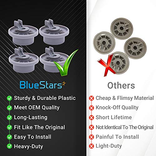 Ultra Durable 165314 Dishwasher Lower Rack Wheel Bosch Dishwasher Parts by BlueStars - Exact Fit for Bosch & Kenmore Dishwashers - Replaces 420198 423232 AP2802428 PS8697067 - PACK OF 4 - Grill Parts America