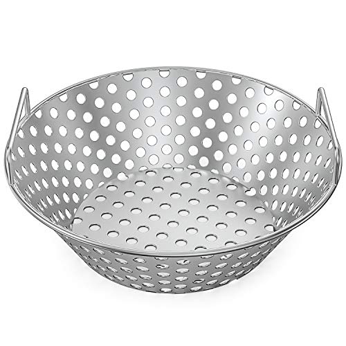Skyflame 14 Inch Stainless Steel Charcoal Basket Accessories Compatible with Kamado Joe Classic | Large Big Green Egg | Pit Boss | Louisiana Grills & Other Grills - New Version of Hollow Holes Design - Grill Parts America