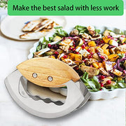 Jawanfu Chop Salad Chopper, Double Blade Long Lasting Sharp Chop Salad Tool for Chopped Salad , Wooden Handle Mezzaluna Mincer Knife with Protective Covers - Kitchen Parts America