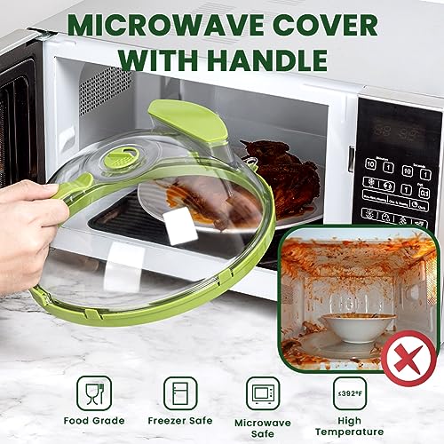 Gracenal Microwave Cover for Food, Clear Microwave Splatter Cover with  Handle and Water Storage Box, 10 Inch Plate Covers, Kitchen Gadgets and  Accessories, Hous… in 2023