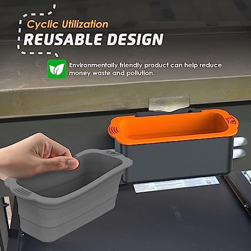 BSTTEK Grease Catcher with 2 Pack Reusable Silicone Grease Cup Liners for Blackstone Grill, Reusable Drip Pan Liners, Griddle Rear Grease Cup Easy to Clean, Griddle BBQ Accessories Kit - Grill Parts America