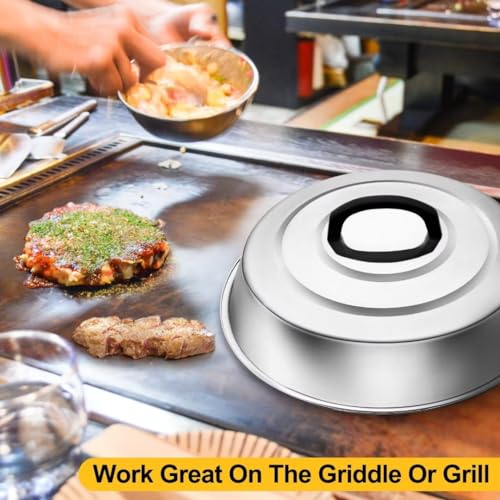 12 Inch Round Cheese Melting Dome of 4, AIKWI Grill Accessories for Blackstone, Heavy Duty Stainless Steel Basting Cover for Flat Top Griddle- BBQ, Camping, Indoor, Outdoor, Restaurant - Grill Parts America
