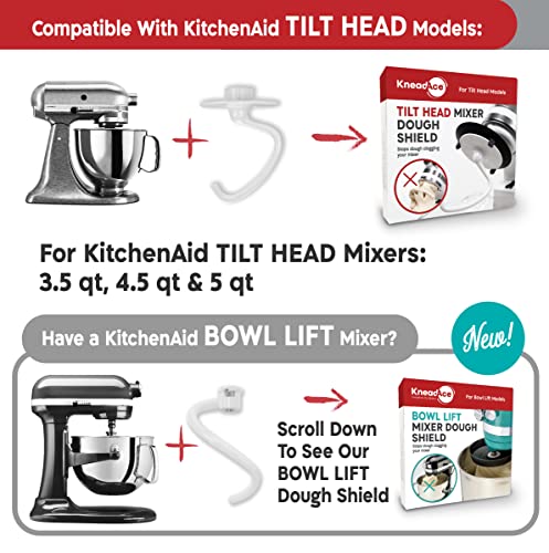 KneadAce Dough Hook Shield For Kitchen Aid - Prevents Your Dough from Climbing Up and Clogging Up Your Mixer – Mess Free Mixer Accessory Compatible With KitchenAid C Shape Dough Hooks (Dark Grey) - Kitchen Parts America