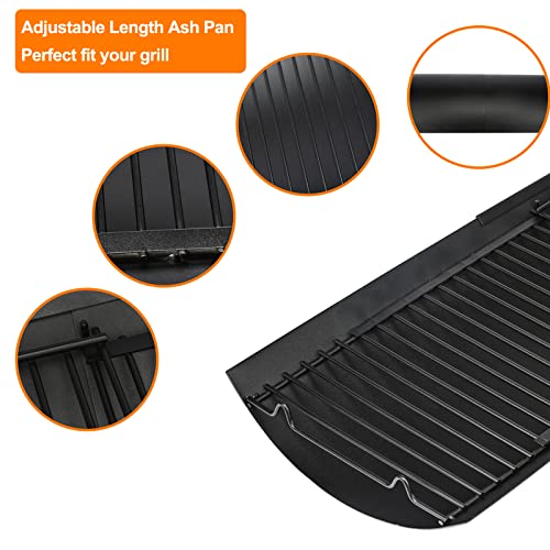 Hisencn 15"- 27" Adjustable Ash Pan/Drip Pan for Chargriller 5050 5072 5650 E1224 1224 1324 2121 2222 2727 2828 2929 2123 Charcoal Charbroil 17302056, with 2 Pack Fire Grate Hangers Replacement Parts - Grill Parts America