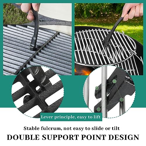 FIRELOOP 2 Set of Heavy Cast Iron Grill Grate Lifter Gripper Barbeque Grid Lifter Fit for Kamado Grill Joe Big Green Egg Accessories 2 Pack Grill Grate Lifter for Charcoal Grill Primo Louisiana Weber - Grill Parts America