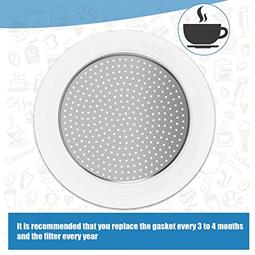 6 Pieces Silicone Gaskets with 2 Piece Stainless Filter Gasket  (6-cup) - Kitchen Parts America