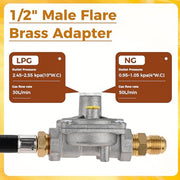 ETERMETA Natural Gas Conversion Kit Regulator Compatible with Kitchen Aid 710-0003 Gas Grill with Hose 1/2" Male Flare Fitting Replace 3030 CNG 4.0" & LP 10" - Grill Parts America