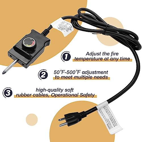 Adjustable Thermostat Controller Probe Cord for Masterbuilt Analog Electric Smokers, Thermostat Control with Power Cord Replacement Parts for Most Electric Smoker and Grills Heating Element - Grill Parts America