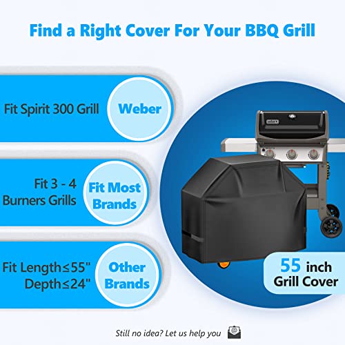 HomWanna Grill Cover 55 Inch - Superior Gas Grill Cover for Outdoor Grill - 600D Outside BBQ Covers Waterproof Heavy Duty for Weber, Dyna-glo, Char-Broil, Nexgrill, Brinkmann, Monument Barbecue Grill - Grill Parts America
