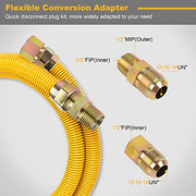 Grehitk Flexible Gas Line Connector for Dryer(1/2 48inch), Gas Hose Connector Kit for Stove, Water Heater, Gas Log, Pipe Diameter 5/8 in.OD(1/2 in. ID) Connector Size 1/2" FIP.1/2"MIP, Stainless Steel - Grill Parts America