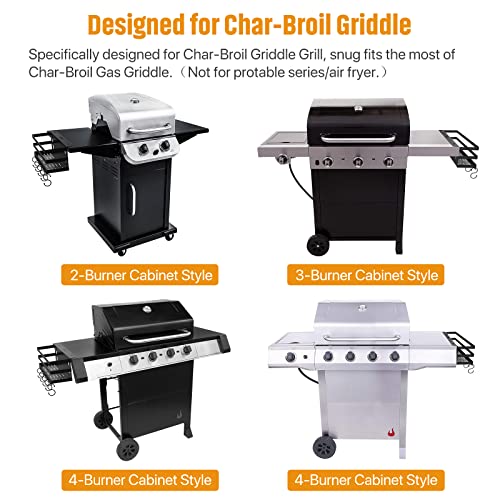 RUSFOL Upgraded Stainless Steel Griddle Caddy for Char-Broil Gas Griddles, with an Allen Key, Space Saving BBQ Accessories Storage Box, Free from Drill Hole&Easy to Install - Grill Parts America