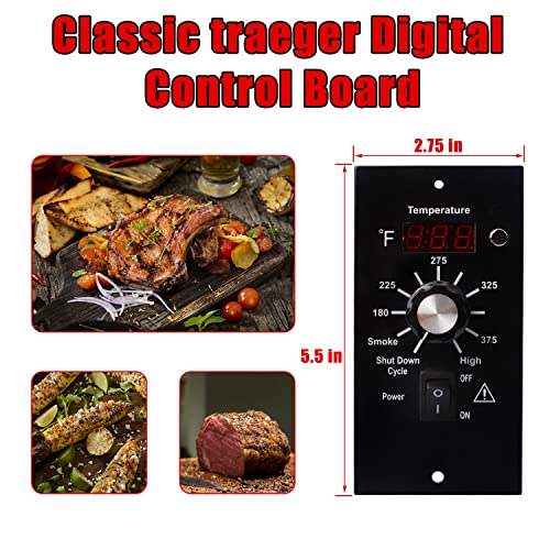 Classic Digital Control Board for Traeger Wood Smoker Replacement Parts Thermostat Kit,Compatible Traeger Pellet Wood Grill with Hot Rod Temperature Sensor - Grill Parts America