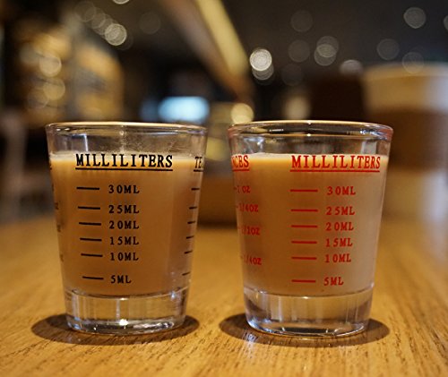 Shot Glasses Measuring cup Espresso Shot Glass Liquid Heavy Glass Wine Glass 2 Pack 26-Incremental Measurement 1oz, 6 Tsp, 2 Tbs, 30ml (Black and Red) - Kitchen Parts America