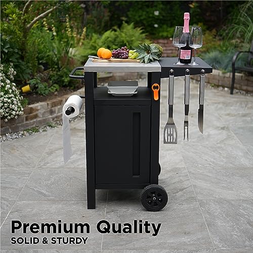 Emberli Grill Cart Outdoor with Storage with Wheels - Modular Grill Table of Outside BBQ, Blackstone Griddle 17", Bar Patio Cabinet Kitchen Island Prep Stand - Grill Parts America