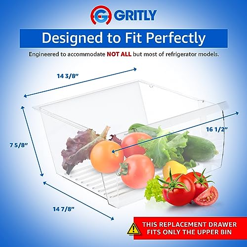Gritly - Part Number WP2188656 (Upper) Crisper Bin Drawer Replacement Part 2188656 - Fits: Whirlpool, Kenmore Refrigerators & More - (Check Fitment Guide In Description) - Grill Parts America