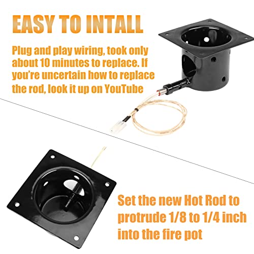 Hisencn Porcelain-Enameled Fire Burn Pot and Hot Rod Ignitor Kit Replacement Parts for Pit Boss and Traeger Pellet Grill with Screws and Fuse - Grill Parts America