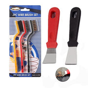 5PCS/Set BBQ Grill Brush and Scraper, Stainless Steel Kitchen Cleaning Brush Set, Cooktop Cleaning Brush, Three-Material Brush Head Perfect for Kitchen Grill Cooker Hood Corner Cleaning - Grill Parts America