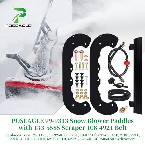 POSEAGLE 99-9313 Snow Blower Paddles with 133-5585 Scraper Blade 108-4921 Belt for Toro Power Clear 210, 221, 421 QE, 421 QR, 621 E, 621 QZE, 621 QZR, 621 R, 621 ZE, 621 ZR, CCR6053 Snowthrowers - Grill Parts America