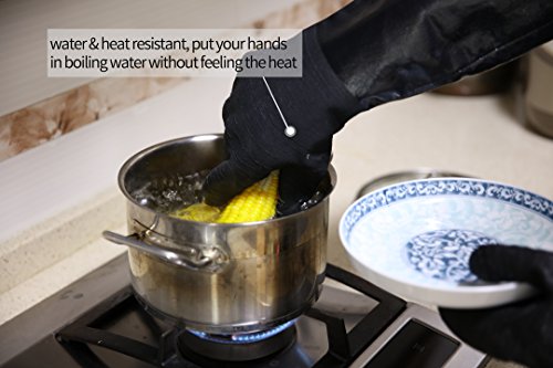 RAPICCA BBQ Gloves,14IN 932℉ Heat Resistant For Grill/Smoker/Cooking/Pit/Barbecue,Textured Palm Handle Greasy Food on Your Fryer/Grill/Oven Without Slip,Waterproof,Oil Resistant,Very Easy to Clean(XL) - Grill Parts America