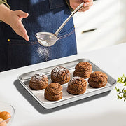 WEZVIX Baking Sheet Stainless Steel Baking Tray Cookie Sheet Oven Pan Rectangle Size 10 x 8 x 1 inch, Non Toxic & Healthy, Rust Free & Less Stick, Thick & Sturdy, Easy Clean & Dishwasher Safe - Kitchen Parts America