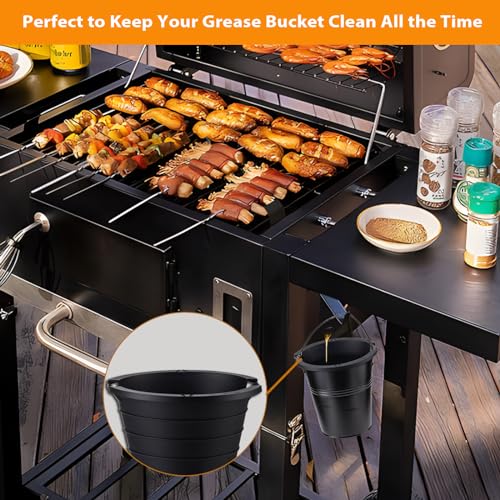 Easyki Silicone Grease Bucket Liners Compatible for Traeger Pro Series 575/780,20/22/34 Series, Ironwood 650/885 & Z Grills, Pit boss ect, Drip Tray Liner for Pellet Grill Accessories （2pk Black） - Grill Parts America