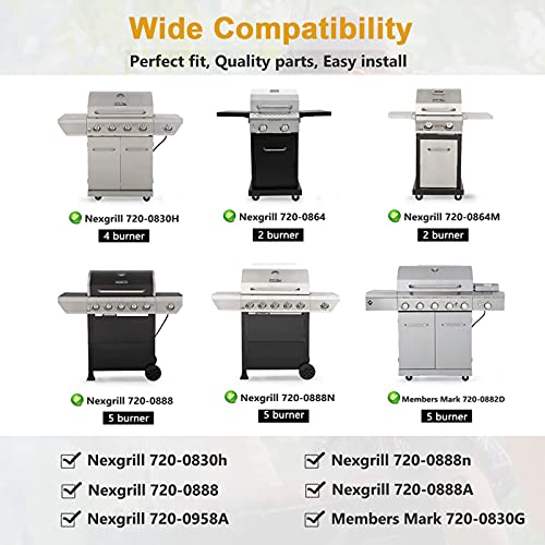Criditpid Grill Replacement Parts for Home Depot Nexgrill 720-0830H, 720-0783E, 720-0888, 720-0888N,720-0864, 720-0864M, Heat Plate Burners Grate Ignition for Kenmore, Uniflame, Charbroil Gas Grill - Grill Parts America