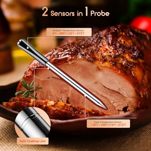 INKBIRD Wireless Meat Thermometer INT-11P-B, Bluetooth Meat Thermometer for Grilling and Smoking, IP 67 Waterproof Wireless Meat Probe for BBQ Oven Grill Smoker Cooking Thermometer Gifts for Man - Grill Parts America