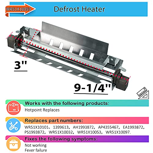 Ansoon WR51X10053 Refrigerator Defrost Heater Replacement Part Compatible for General Electric Refrigerator Replaces WR51X10101, 1399613, AH1993872, AP4355467 - Grill Parts America