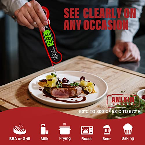 AWLKIM Meat Thermometer Digital - Fast Instant Read Food Thermometer for Cooking, Candy Making, and Outside Grill, Waterproof Kitchen Thermometer with Backlight & Hold Function - Grill Parts America