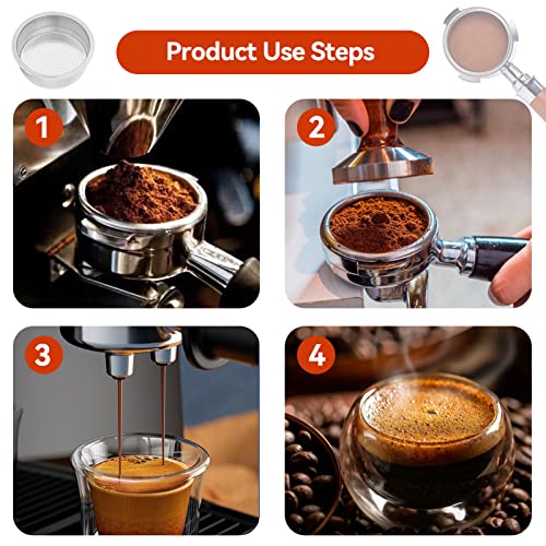 Stainless Steel Coffee Filter, 51mm Double Layer Pressurized Filter Basket Espresso Filter Basket for Portafilter Coffee Machine(Double Cup) - Kitchen Parts America