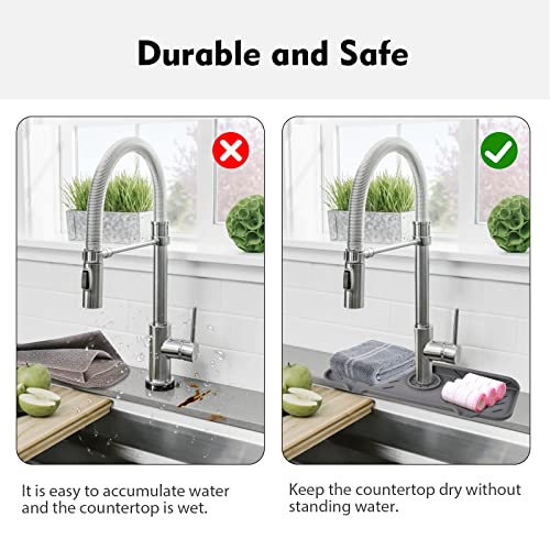 3Pcs Silicone Faucet Mat For Kitchen Sink Splash Guard Bathroom Sink Drain  Pad