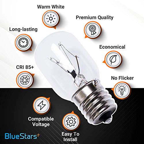 BlueStars 8206232A Whirlpool Microwave Light Bulb Kei 125V 40W Microwave Bulb E17 Fits Whirlpool Maytag Lava Lamps Salt Lamp Bulbs - Replaces 1890433 8206232 AP4512653 (3 Packs) - Grill Parts America