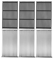 Stamped Emitter & Cast Iron Grill Grate Replacement Parts for Charbroil 463242715 463242716 Commercial Infrared 4B 463257520 463276016 466242715 466242815 G541-0016-W2 G533-2200-W1, 17x9.5'', 3PCS Set - Grill Parts America