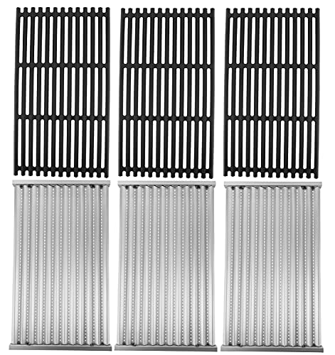 Stamped Emitter & Cast Iron Grill Grate Replacement Parts for Charbroil 463242715 463242716 Commercial Infrared 4B 463257520 463276016 466242715 466242815 G541-0016-W2 G533-2200-W1, 17x9.5'', 3PCS Set - Grill Parts America