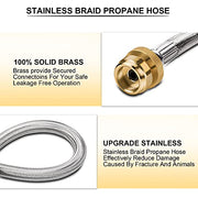 Shirbly Stainless Steel Braided Propane Adapter Hose, 1Lb to 20Lb Propane Conversion for QCC1/Type1 LP Tank, Propane Adapter Hose for Buddy Heaters, Weber Q Grill, Coleman Grill, Camp Stove (6 Feet) - Grill Parts America