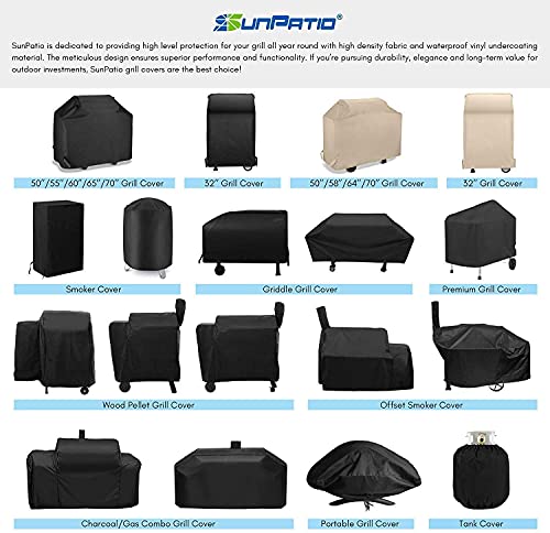 SunPatio Grill Cover 55 Inch, Outdoor Heavy Duty Waterproof Barbecue Gas Grill Cover, UV & Fade Resistant, All Weather Protection Compatible for Weber Charbroil Nexgrill Kenmore Grills and More, Black - Grill Parts America