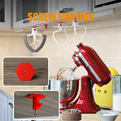 Kitchen Mixers Attachments Hangers-Besuerte Kitchen Mixer Parts for Organizing Kitchen Aid Stand Mixer Attachments, Kitchen Accessories For Stand Mixer Under Cabinet Storage Mount(4pcs Red ) - Kitchen Parts America