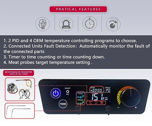 Meatender PID Trapezoid Control Board Replacement for Pit Boss Tailgater P7-340 / Lexington P7-540 / Classic P7-700 / Austin XL P7-1000 / 440FB1 Matte Black Wood Pellet Grill - Grill Parts America