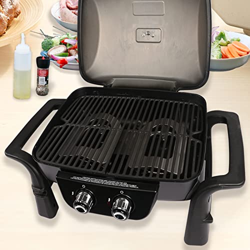 Hisencn Grill Cooking Grates for Nexgrill 820-0072 Fortress 2-Burner Table Top Portable Propane Gas Grill, Cast Iron Grill Grid Replacement Parts Outdoor BBQ Repair Kit (2 Pack) - Grill Parts America