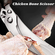 Poultry Shears, Heavy Duty Kitchen Shears with Serrated Edge, No Rust Spring Loaded, Multipurpose Stainless Steel Kitchen Scissors for Chicken, Bone, Meat, Turkey, Fish Thanksgiving Christmas Day - Kitchen Parts America