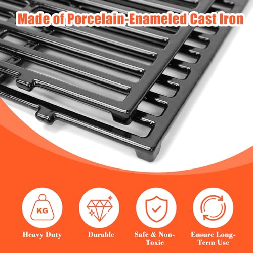 QuliMetal 17.5" Grill Replacement Part for Weber Spirit 300 and GS4 Spirit II 300 Series Grills, Genesis Silver/Gold B & C, Genesis 1000-3500, Reversible Cast Iron 7598 Griddle Plate, 7638 Grill Grate - Grill Parts America