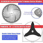 NeJesZoe 10"x80T Carbide Tip Brush Cutter Trimmer Blades 10"x3Teeth Steel Weed Eater Blade Compatible for Husqvarna, Stihl, Oregon, and Hitachi Trimmer, Lawnmower (with 2 Different Adapter Kits) - Grill Parts America