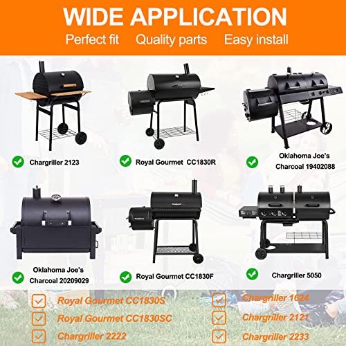 Hisencn 15"- 27" Adjustable Ash Pan/Drip Pan for Chargriller 5050 5072 5650 E1224 1224 1324 2121 2222 2727 2828 2929 2123 Charcoal Charbroil 17302056, with 2 Pack Fire Grate Hangers Replacement Parts - Grill Parts America