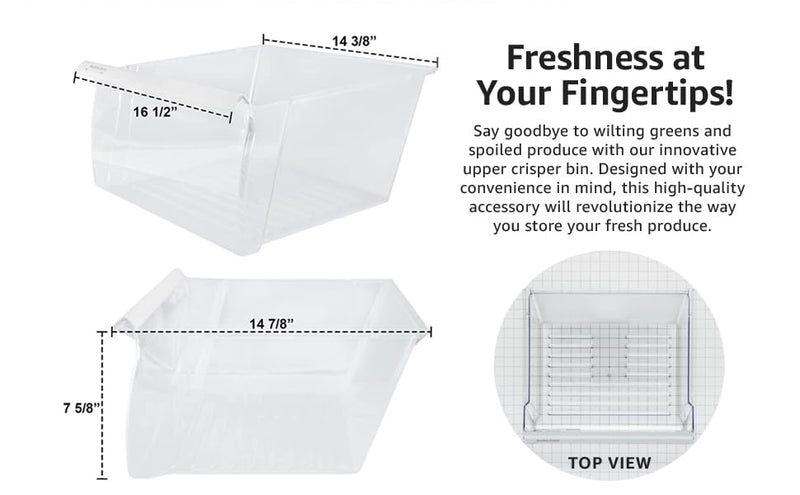 Gritly - Part Number WP2188656 (Upper) Crisper Bin Drawer Replacement Part 2188656 - Fits: Whirlpool, Kenmore Refrigerators & More - (Check Fitment Guide In Description) - Grill Parts America