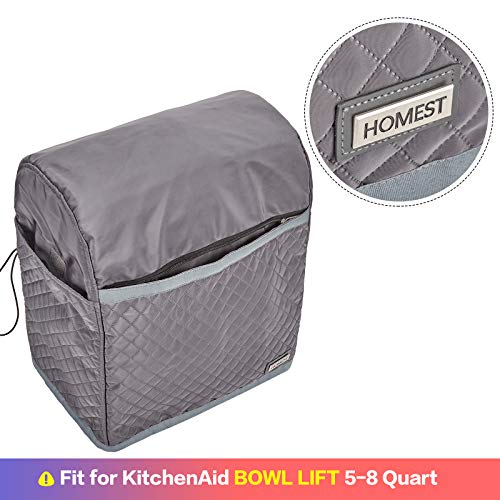 HOMEST Stand Mixer Quilted Dust Cover with Pockets Compatible with  KitchenAid Bowl Lift 5-8 Quart, Grey