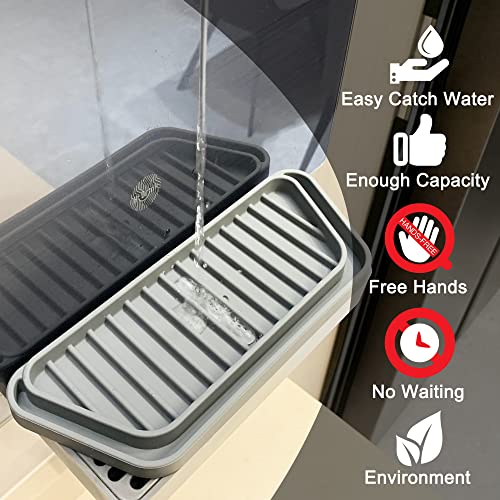 KindGa Refrigerator Drip Catcher Tray,Protector Ice and Water Dispenser Pan,Fridge Spills Water Pad Catch Basin for Drainage 2 Pack (Rectangular,Grey) - Grill Parts America