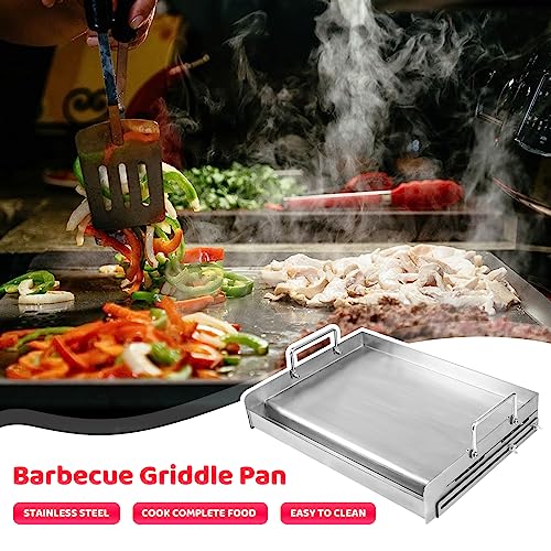 Utheer 25 x 16 Flat Top Cooking Griddle, 304 Stainless Steel Griddle  Grill with Retractable Stand Accommodates Different Size of Grill, Stove  Top Griddle for Weber, Charbroil, Nexgrill Gas Grill
