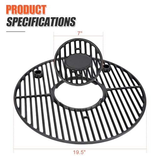 QuliMetal 19.5" Cast Iron Round Cooking Grid Grate for Akorn Kamado Ceramic Grill, Pit Boss K24, Louisiana Grills K24, Char-Griller 16620 - Grill Parts America