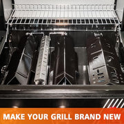 Hisencn Grill Parts for Dyna-glo DGH353CRP, DGF350CSP, DGH373CRP-D, DGF371CRP-D Grills, Stainless Steel Grill Burner Tubes & Porcelain Steel Heat Plates Grill Replacement Parts for Dyna Glo Grill - Grill Parts America