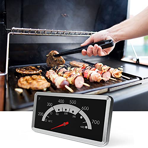 SafBbcue Grill Thermometers Gas Grill Thermometers Heat Indicator Replacement for Kenmore 119.16144210 146.23673310 Nexgrill 720-0830A, 720-0882A Gas Grills -Square Stainless - Grill Parts America